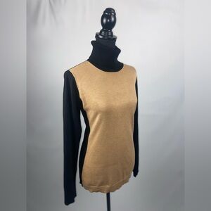 Turtleneck Sweater Colorblock The Limited Medium Longsleeve black and tan